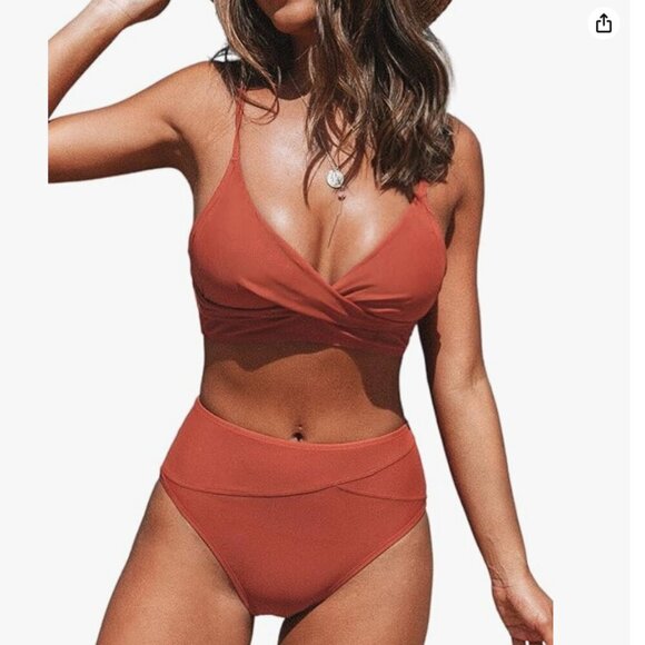 Cupshe Other - CUPSHE Bikini Two Piece Swimsuit High Waisted V Neck Twist Front
